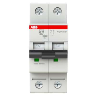 Disjoncteur 3kA - courbe C - bipolaire 2P/20A VY32C20 ABB-Vynckier