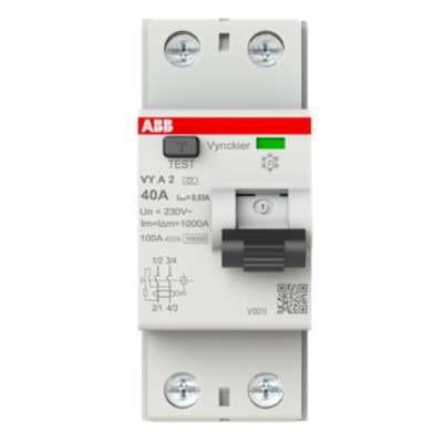 Interrupteur différentiel type A bipolaire 2P/40A  30mA VYA240/030 ABB-Vynckier