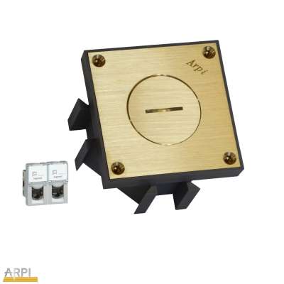 Prise de sol intérieure IP64 laiton brossé 2 x RJ45 UTP Cat.6 AR6162606 Arpi by Lithoss