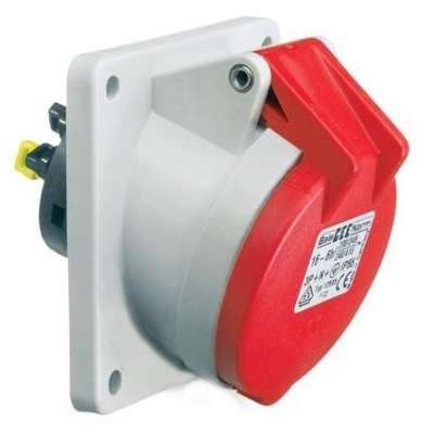 Socle de prise de courant encastré incliné CE rouge 16A/400V 3P+T IP44 Quick-Connect 12753 Bals