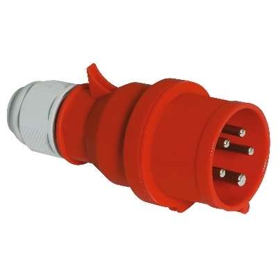 Fiche mâle CE rouge 16A/400V 3P+N+T IP44 Quick-Connect 2136 Bals