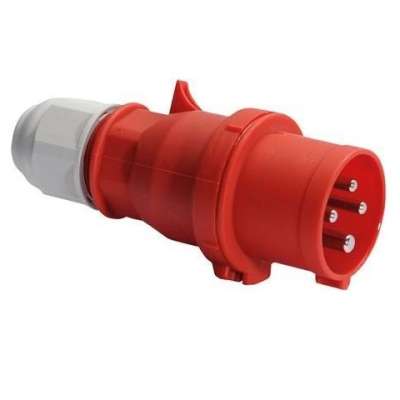 Fiche mâle CE rouge 32A/400V 3P+T IP44 Quick-Connect 2142 Bals