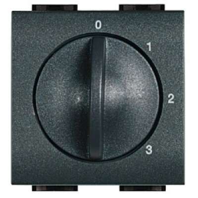 Commande de ventilation 4 positions (0-1-2-3) 3A/250V 2 modules touche anthracite Living Light Bticino