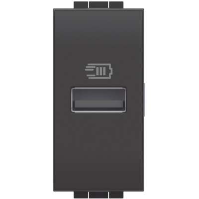 Prise d'alimentation USB simple type A 15W 1 module anthracite L4191A Living Light Bticino