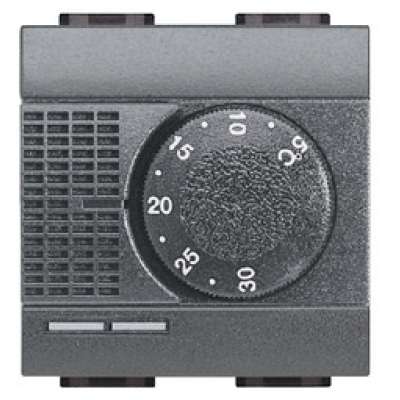 Thermostat électronique 1NO/NC - 2A/250V 2 modules anthracite Living Light BTicino 