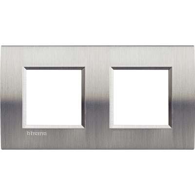 Plaque de recouvrement 2x2 modules entraxe 71mm acier brossé Living Light Bticino