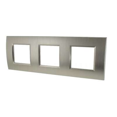 Plaque de recouvrement 3x2 modules entraxe 71mm acier brossé Living Light Bticino