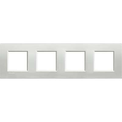 Plaque de recouvrement 4x2 modules entraxe 71mm argent Living Light Bticino