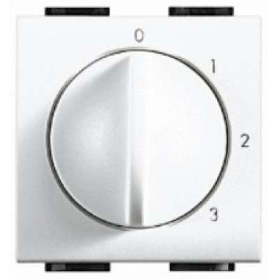 Commande de ventilation 4 positions (0-1-2-3) 3A/250V 2 modules blanc Living Light Bticino