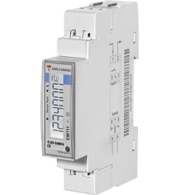 Compteur d'énergie digital DIN mononophasé 5/45A MID  (Certificats Verts) Annexe B+D EM111DINAV81XO1PFB Carlo Gavazzi