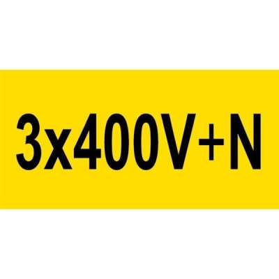 Rectangle autocollant jaune 3x400V+N (tension) 74x37mm