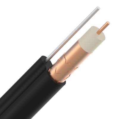 Câble coaxial extérieur noir Ø10mm avec porteur (max 50m) RG11U agréé Voo & Telenet