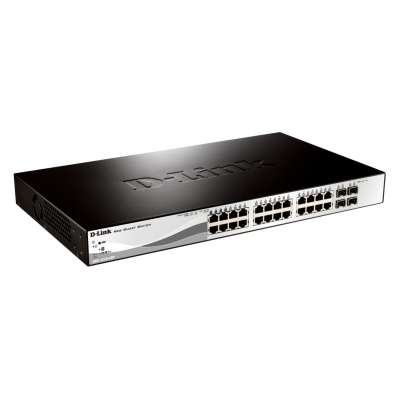 Gigabit switch 28 ports avec 24 ports PoE (193W) 10/100/1000 Mbps et 4 ports combo 10/100/1000BASE-T/SFP DGS-1210-28P D-Link