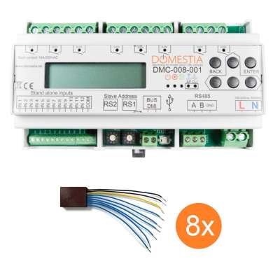 Kit module 8 sorties unipolaires 16A et 8 modules d’identification DKS-008-001 Domestia