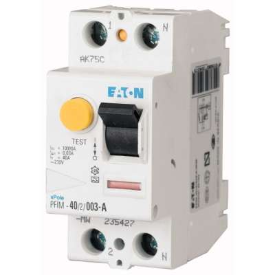 Interrupteur différentiel type A bipolaire 2P/40A -  30mA Eaton