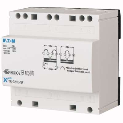 Transformateur de sécurité 230V/12-24V 63VA TR-G2/63-SF Eaton