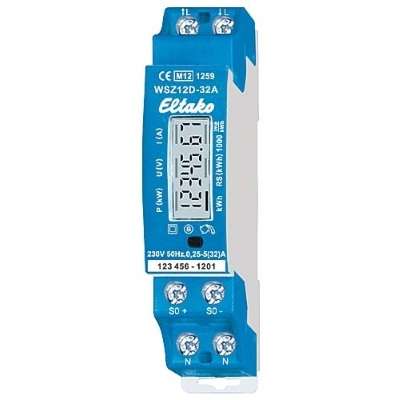 Compteur d'énergie digital DIN mononophasé 32A MID (Certificats Verts) WSZ15D-32A Eltako