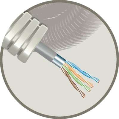 Tube précâblé (flex) avec 1 câble data FTP CAT 5E Eca (rouleau 100 mètres)