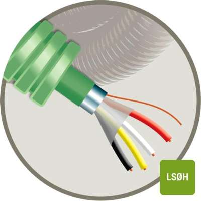 Tube précâblé (flex) avec câble bus EIB/KNX YCYM 4x0.8mm² Cca LSOH sans halogène (rouleau 100 mètres)