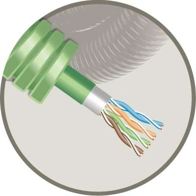 Tube précâblé (flex) avec 1 câble data F/UTP CAT 6 Cca LSOH sans halogène (rouleau 100 mètres)