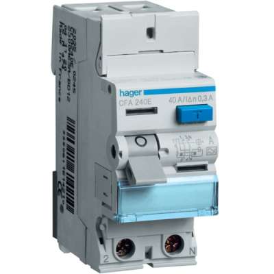 Interrupteur différentiel type A bipolaire 2P/40A -  30mA CDA240E Hager