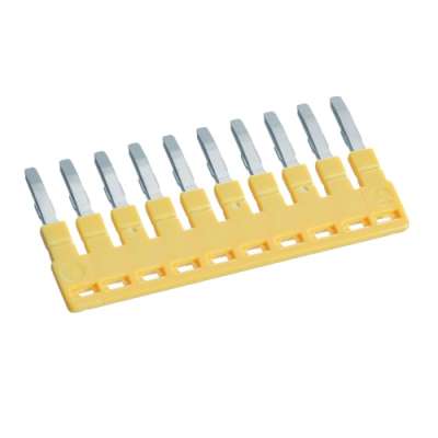 Contact de pontage horizontal isolé 2,5mm² pour 10 borniers étagés à ressort KYA02 I2 I3 I4 I5 pour rail Din KWJ02D10 Hager