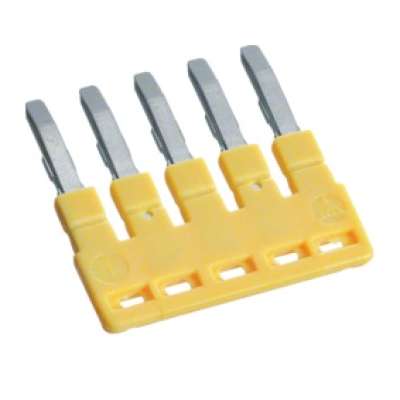 Contact de pontage horizontal isolé 2,5mm² pour  5 borniers étagés à ressort KYA02 I2 I3 I4 I5 pour rail Din KWJ02D5 Hager