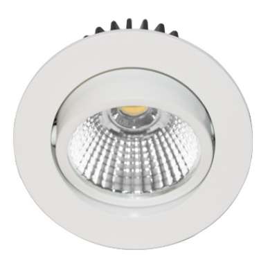 Spot encastré inclinable à 20° rond Ø82mm blanc avec alimentation et lampe dimmable 9W/38° /3000K/830Lm/50000h/230V blanc chaud AL1014 RDX Indigo