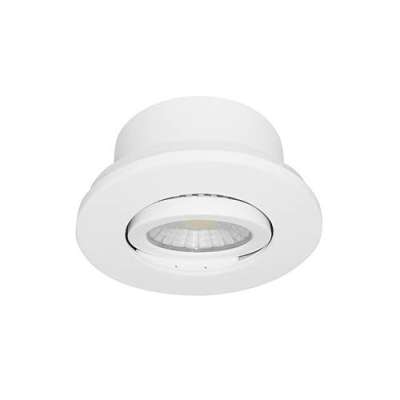 Spot encastré inclinable à 30° rond Ø86mm blanc avec alimentation, lampe dimmable 7W/55° /2700>6000K/600Lm/50000h/230V IP65 DO36130 BORA RDX Indigo