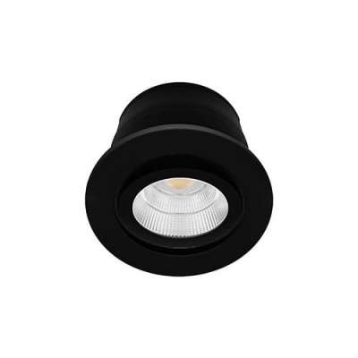 Spot encastré inclinable à 30° rond Ø86mm noir avec alimentation, lampe dimmable 7W/55° /2700>6000K/600Lm/50000h/230V IP65 DO36105 BORA RDX Indigo