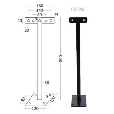 Tige de fixation noire L=500mm pour projecteur Evolve FLSTANGMINI-B Integratech