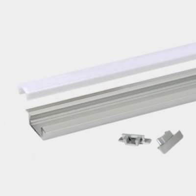 Profilé encastré aluminium anodisé 24.8/17.5x7x2000mm avec couvercle clair et accessoires RSL7A-K2 Integratech