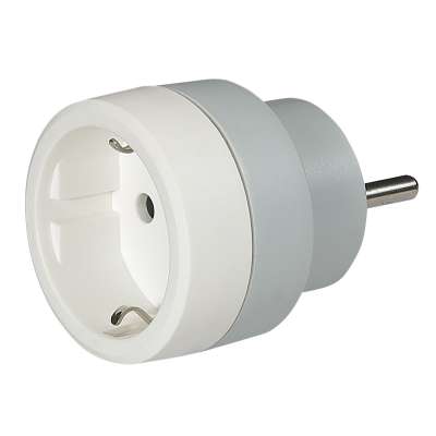 Adaptateur pour fiche mâle 16A/230V 2P+T Schuko (DE, AT, PT, ES, HU, GR, ...) sur prise avec broche de terre (BE/FR) Legrand