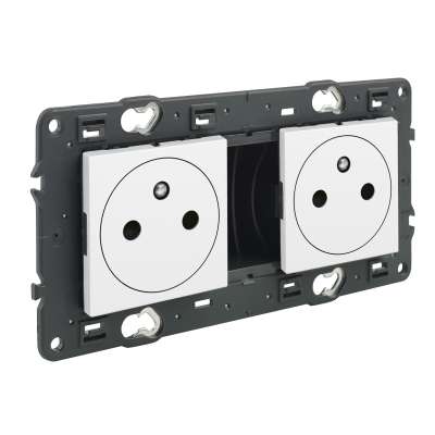 Prise de courant double affleurante 2P+T 16A/250V bornes auto support à vis Valena Next blanc Legrand