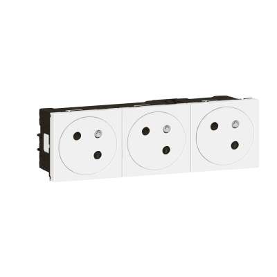 Prise triple 2P+T affleurantes inclinées à 45° Mosaic Link blanc (6 modules) pour multi-supports Legrand