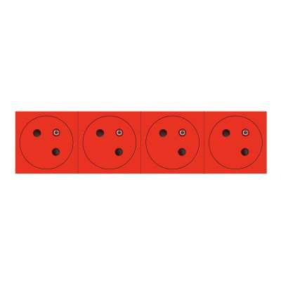 Prise quadruple 2P+T affleurantes inclinées à 45° Mosaic Link rouge (8 modules) pour multi-supports Legrand