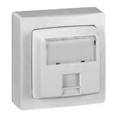 Prise data RJ45 UTP Cat. 5e complète avec cadre en saillie blanc RAL 9010 Oteo Legrand