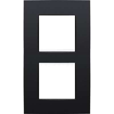 Plaque de recouvrement double entraxe 60mm vertical Intense matt Black Niko