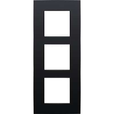 Plaque de recouvrement triple entraxe 60mm vertical Intense matt Black Niko