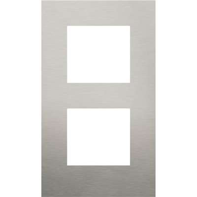 Plaque de recouvrement double entraxe 60mm vertical Pure stainless steel on anthracite Niko