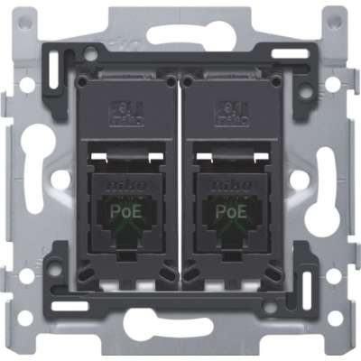 Socle prise informatique RJ45 double fixation à vis prêt PoE++ UTP CAT 5E Niko