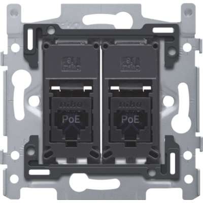 Socle prise informatique RJ45 double fixation à vis prêt PoE++ UTP CAT 6 Niko