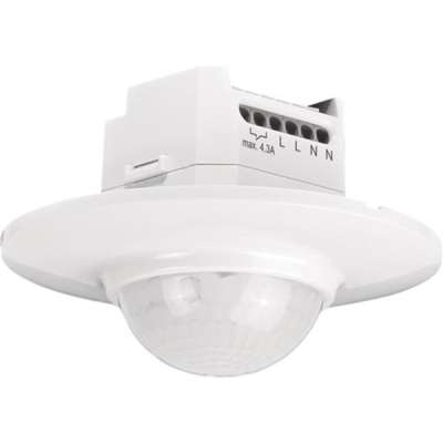 Détecteur de présence maître plafond encastré rond blanc 360°/14m 230V avec contact libre de potentiel 4.3A Niko