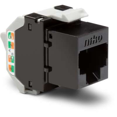 Connecteur RJ45 non blindé (UTP5E) prêt PoE++ pour socles prises téléphoniques et informatiques Niko