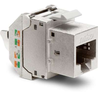 Connecteur RJ45 blindé (STP5E) prêt PoE++ pour socles prises téléphoniques et informatiques Niko