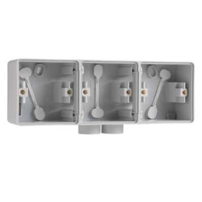 Boîtier triple horizontal 1x2 entrées M20 New Hydro gris Niko