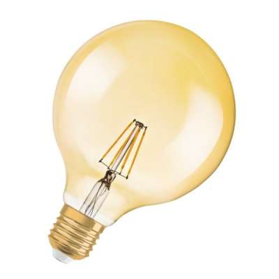 Globe dimmable Vintage 1906 Led 55 ambré Ø124/7W/2500K/230V/E27/15000h/725lm blanc chaud Osram