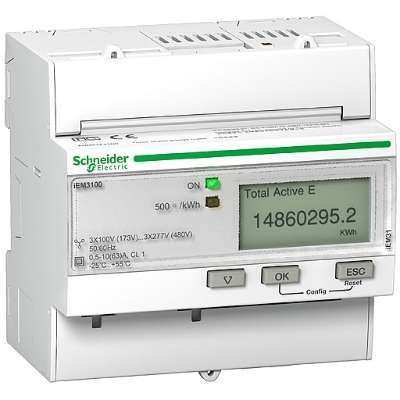 Compteur d'énergie digital DIN triphasé 63A iEM3100 Schneider Electric