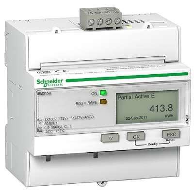 Compteur d'énergie et d'électricité (P, U, I) Modbus RS485 digital DIN triphasé 63A iEM3150 Schneider Electric