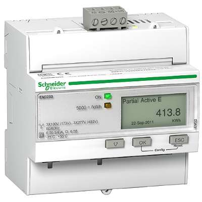 Compteur d'énergie et d'électricité (P, U, I) Modbus RS485 digital DIN triphasé 1A/5A TI et VT iEM3250 Schneider Electric